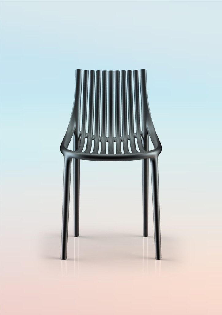 Astackable chair, for the Spanish firm Vondom, is called Ibiza