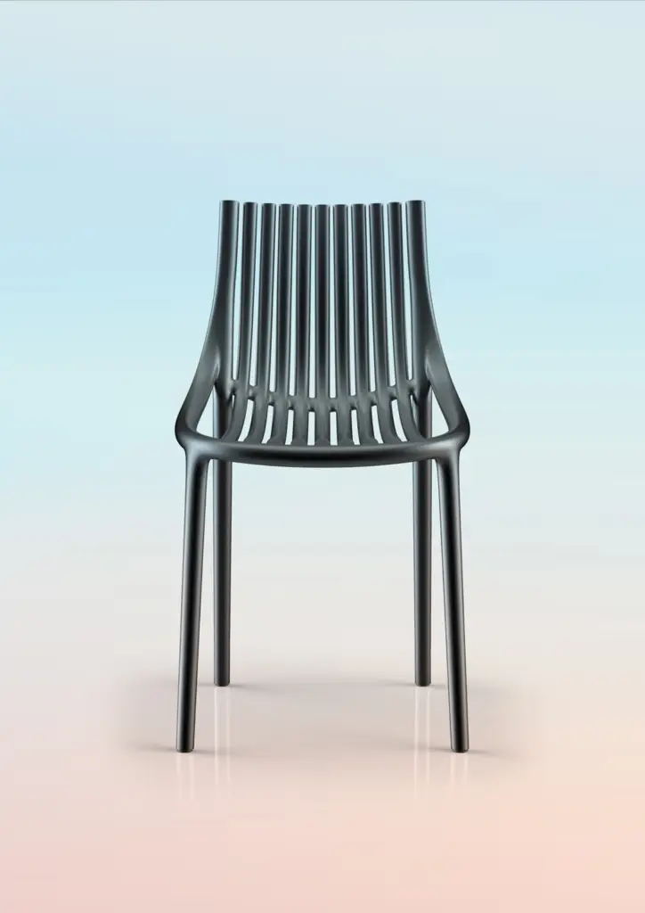 Astackable chair, for the Spanish firm Vondom, is called Ibiza