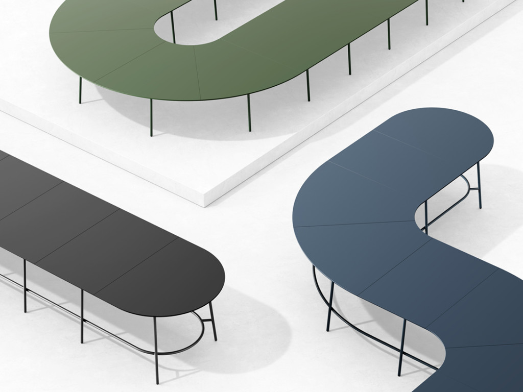 Danish manufacturer +Halle unveiled a modular Nest System Table