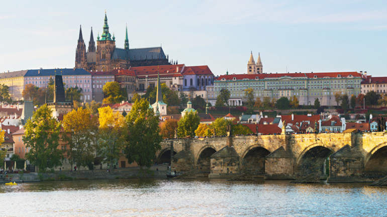 An iconic view of Prague Castle.