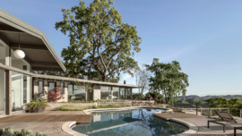 For this midcentury modern house in Lafayette, architect Chad DeWitt added new decking around the amoeba-shaped poo