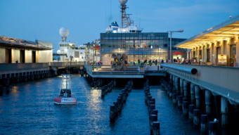 The NOAA fisheries research ship Bell M. Shimada at the Exploratorium.