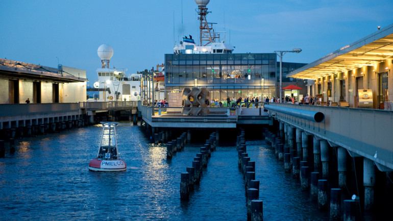 The NOAA fisheries research ship Bell M. Shimada at the Exploratorium.