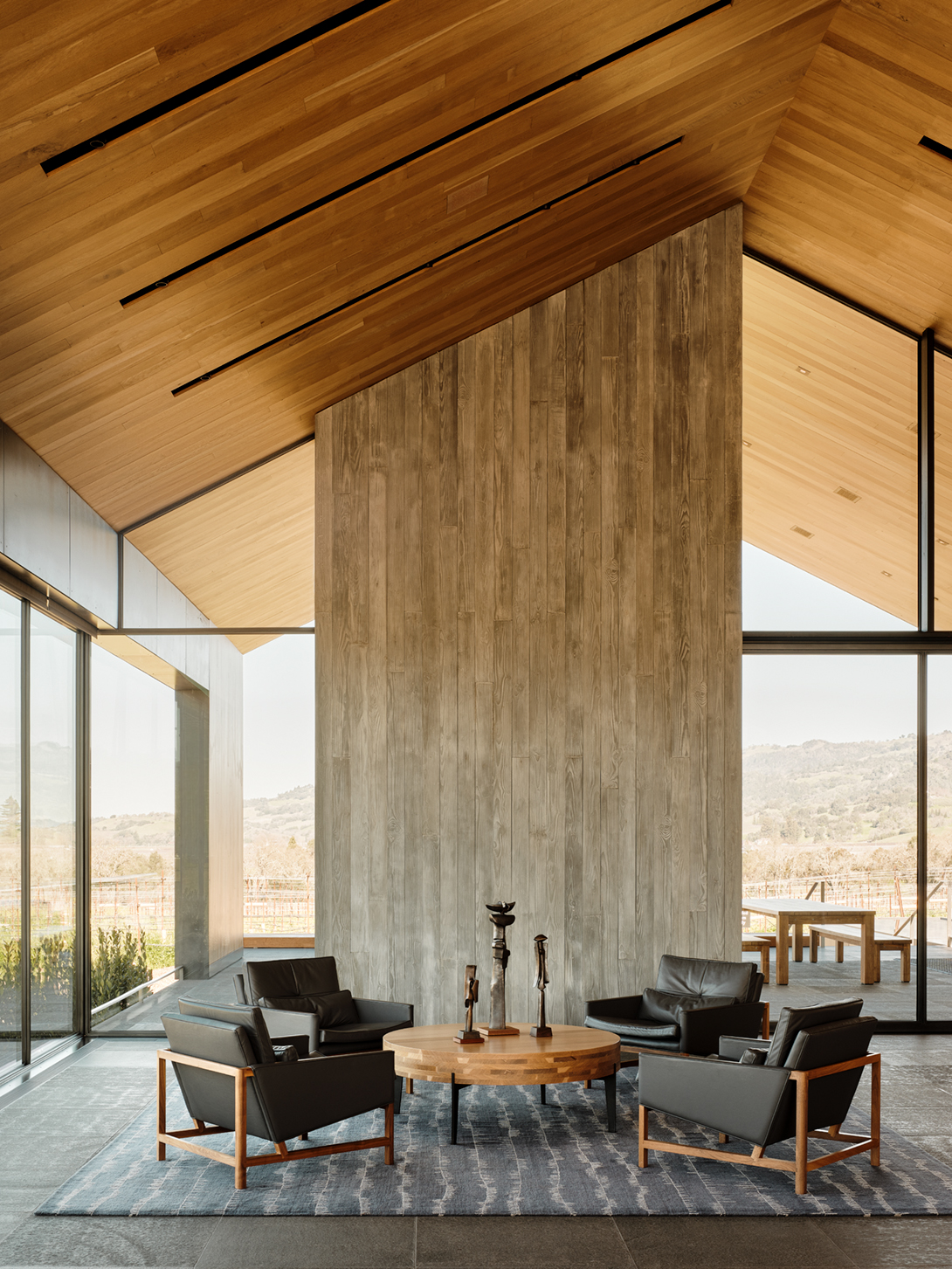 Furnishing chosen by interior designer Laurel Harrington lends a residential air.