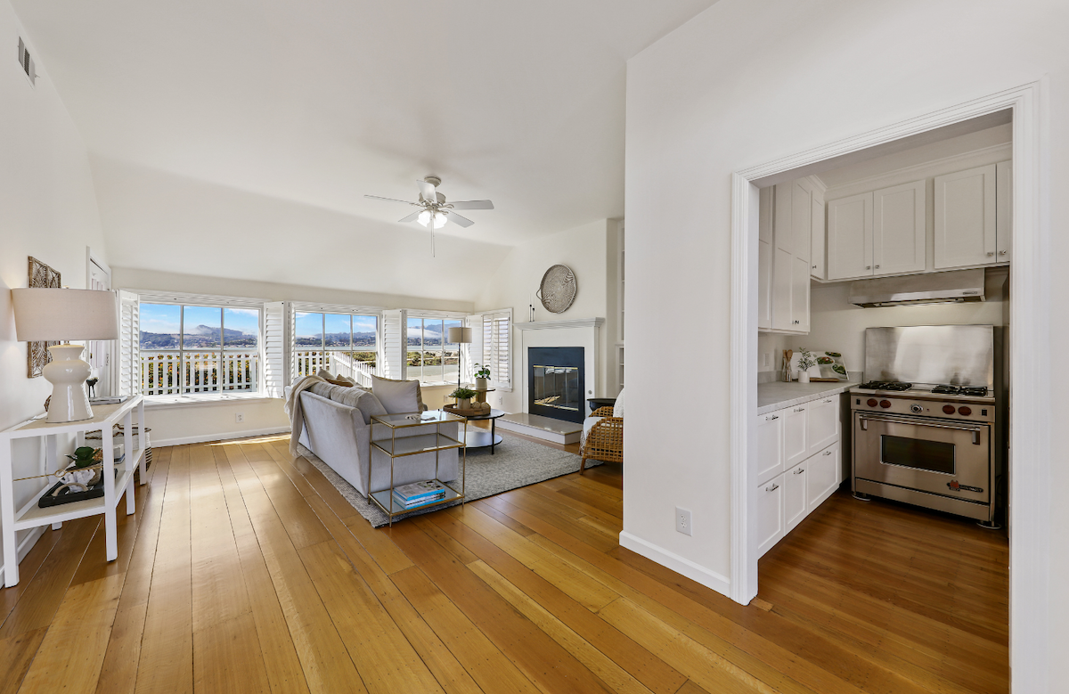 Belvedere waterfront home living room