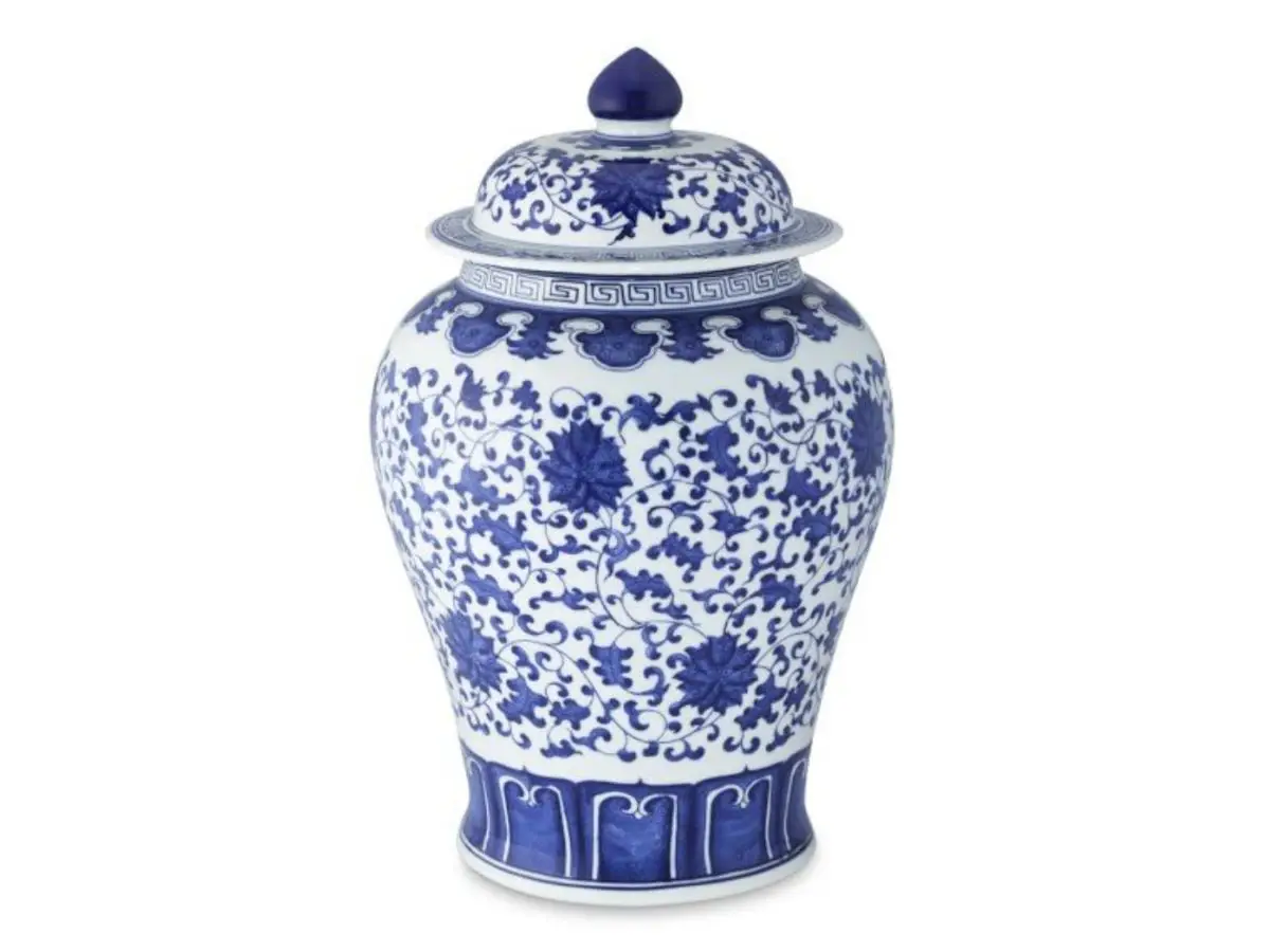 Blue and white ginger jar