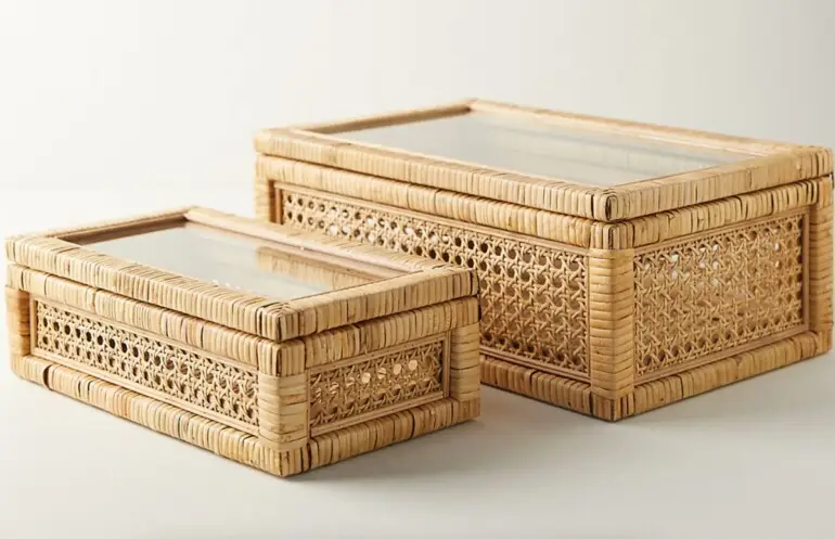 Rattan Box with Glass Lid