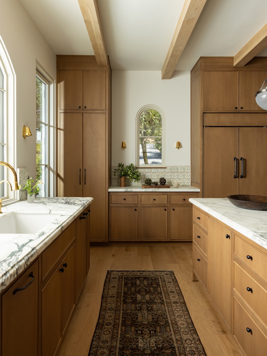 Oak-colored cabinets in a remodeled Ross home