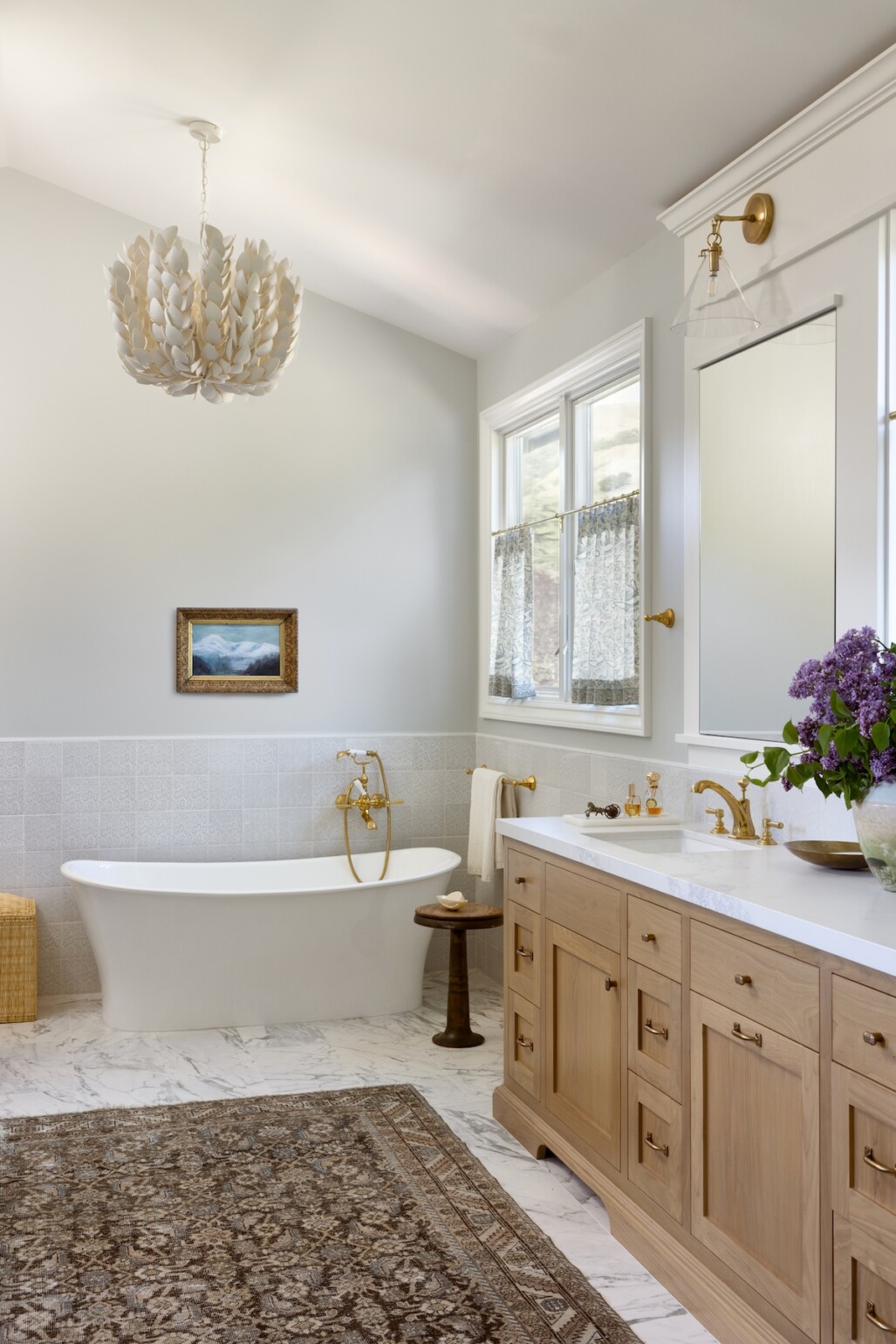 Bathroom san anslemo home with chandelier