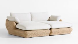 White Ipanema couch from Crate and Barrel
