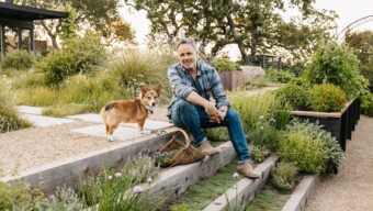 Christian Douglas in his garden