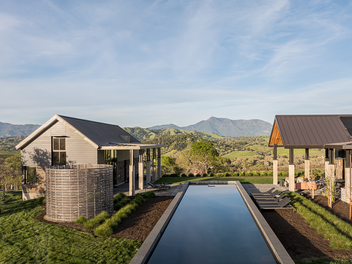 The swimming pool looks toward Mount Saint Helena.