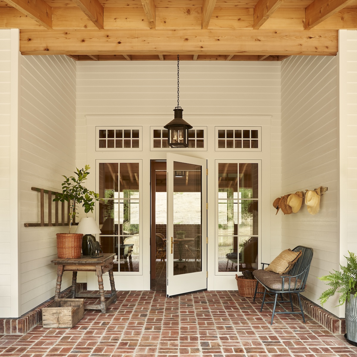 Novato home porch door with brick walkway
