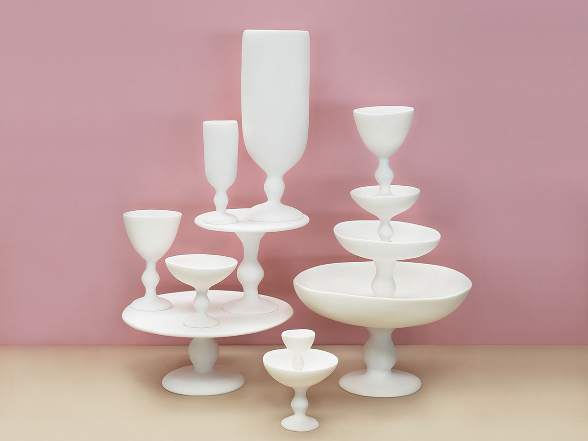 A collection features an array of products, from egg cups and bowls to vases and cake stands.