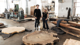 Artist Ken Goldberg and Tiffany Shlain with Rosie