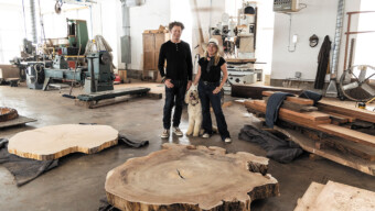 Artist Ken Goldberg and Tiffany Shlain with Rosie