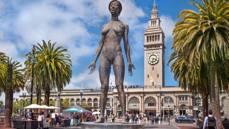 Marco Cochrane sculpture at ferry plaza embarcadero