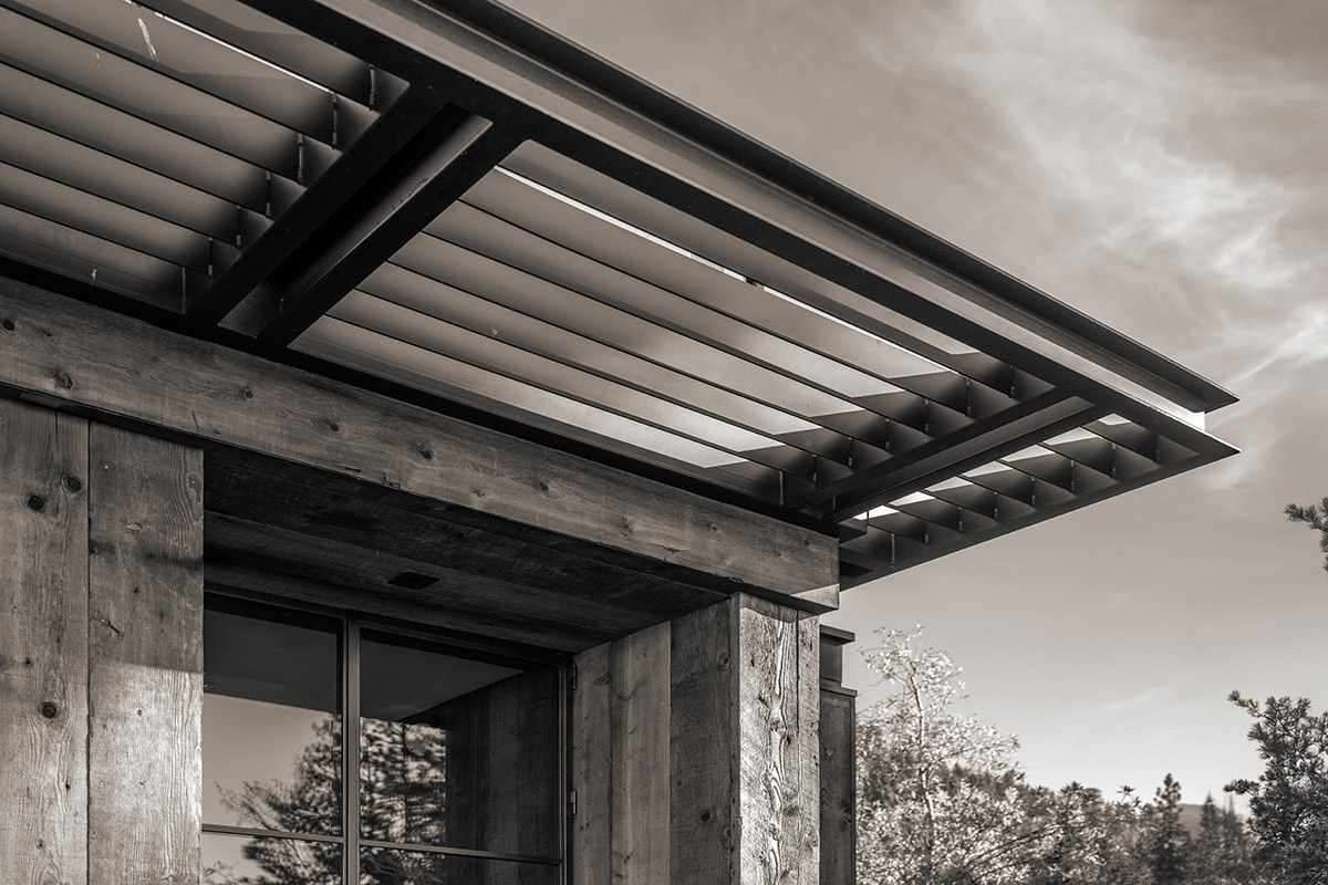 Lake Tahoe Cabana, Slatted Metal Overhang